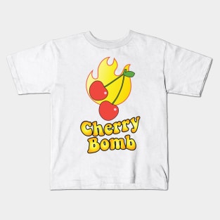 Yellow and Cherry Bomb Flaming Design Kids T-Shirt